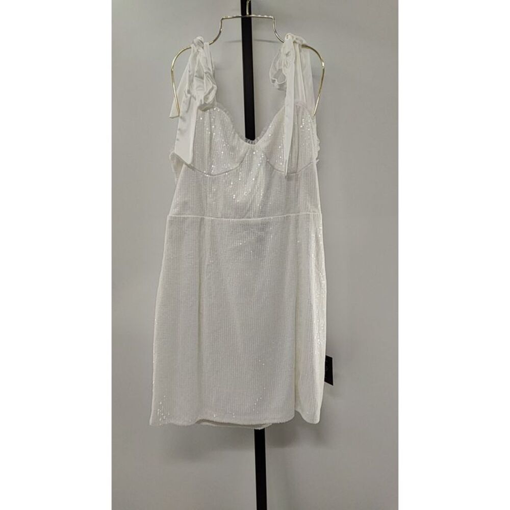 Lulu's White Sequin Tie-Strap Mini Dress